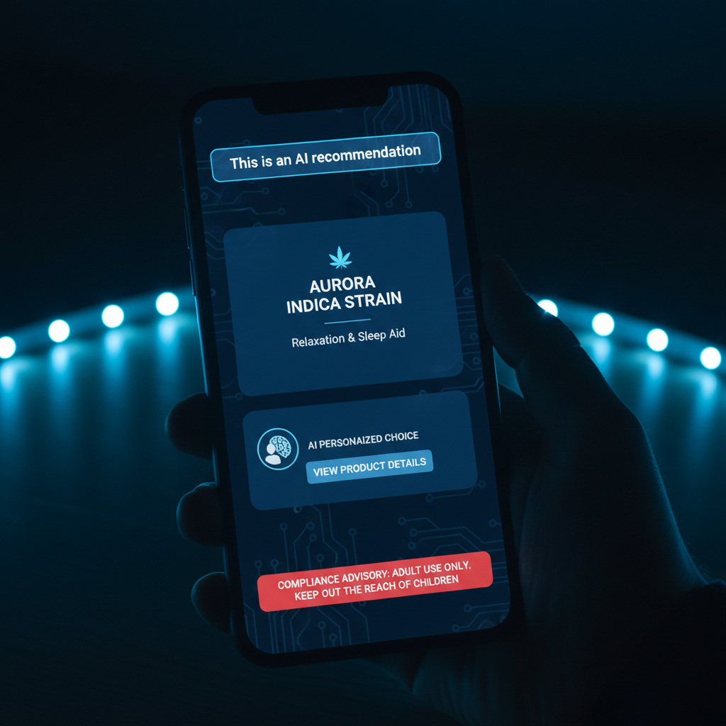 Cannabis product recommendation flow with AI disclosure risk