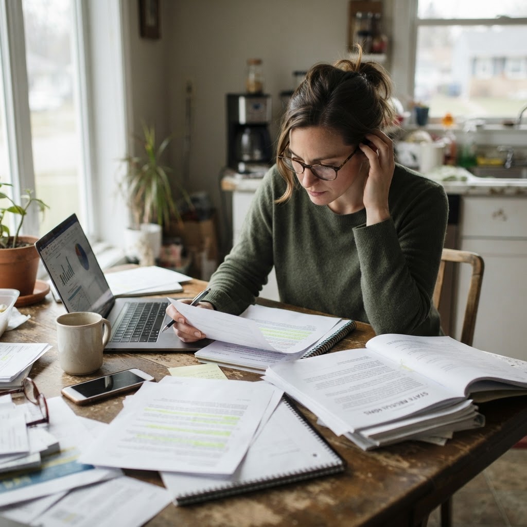 Cannabis marketing operator reviewing an AI content checklist
