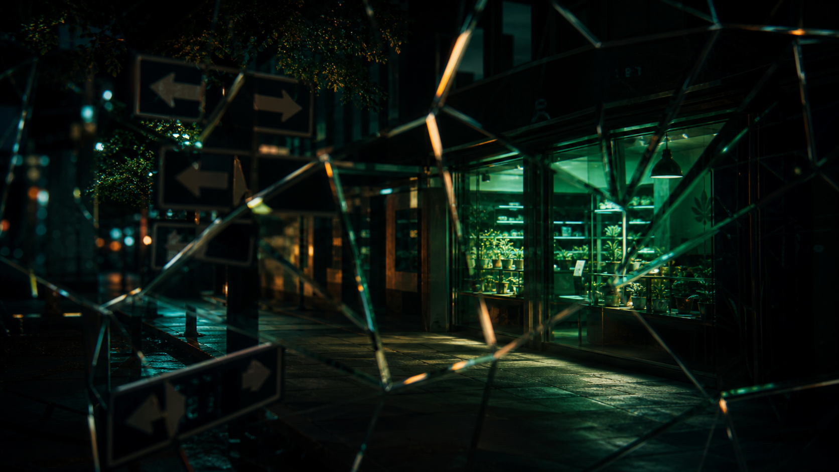 Cannabis storefront with AI search signal