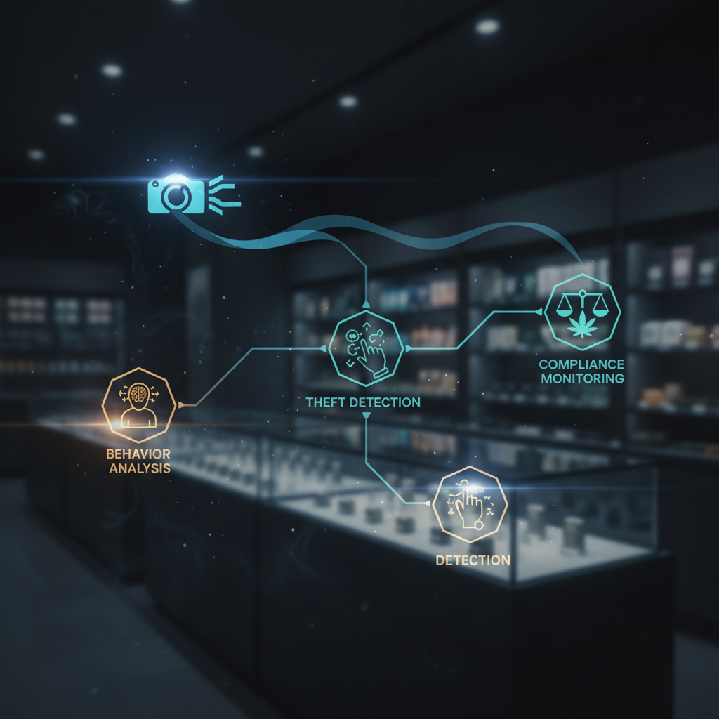 AI video intelligence detection layers in dispensary covering behavior analysis and compliance monitoring