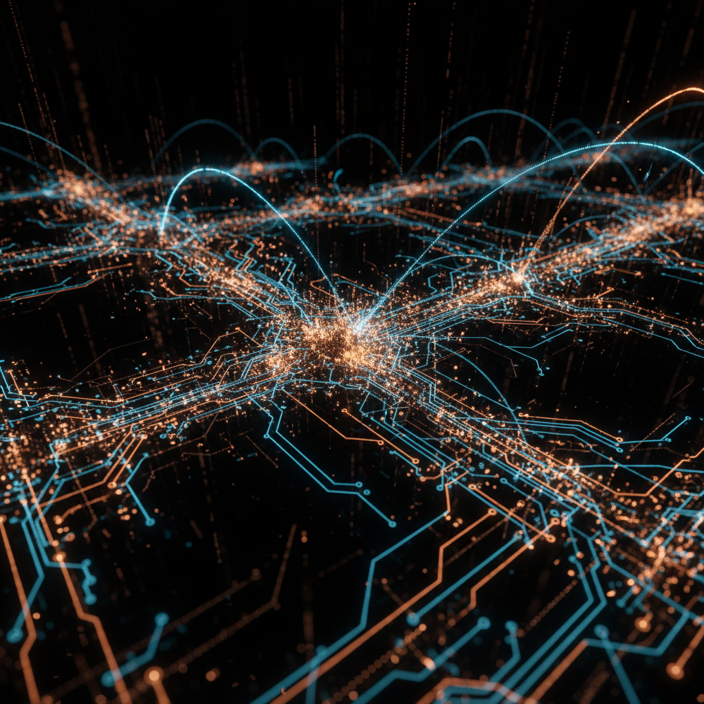 Abstract AI signal network showing cannabis visibility and citation pathways