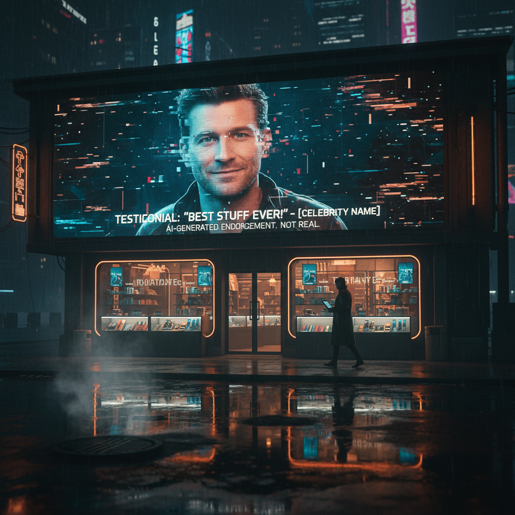 Deepfake cannabis brand impersonation showing AI-generated false endorsements and counterfeit campaigns