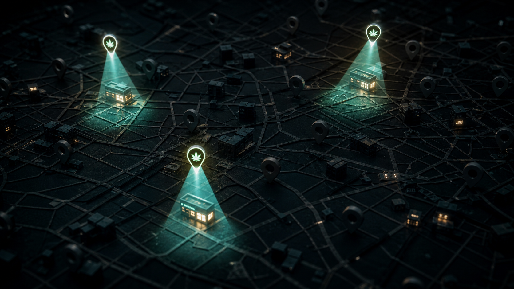 Cannabis dispensary AI visibility network visual