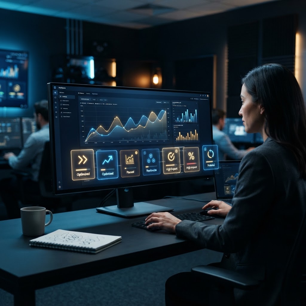A premium analytics setup measuring AI recommendations and business outcomes