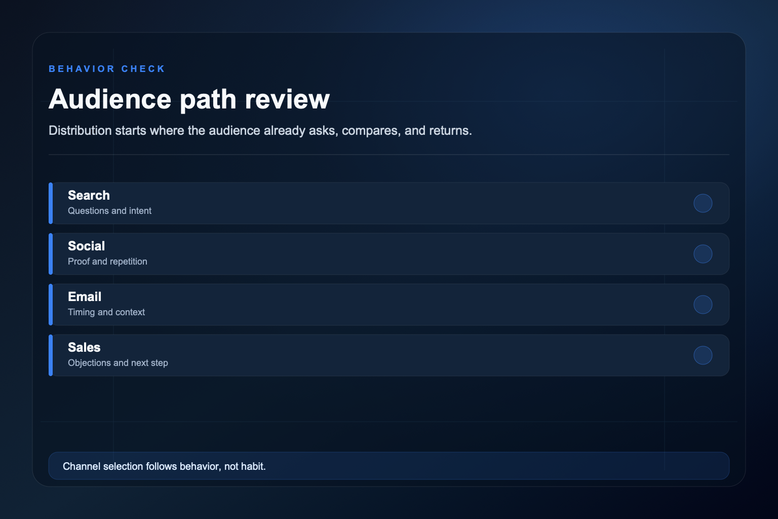 Audience path review