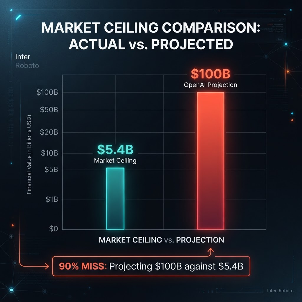 Market Reality vs. OpenAI's Projection: $5.4B ceiling vs. $100B bet