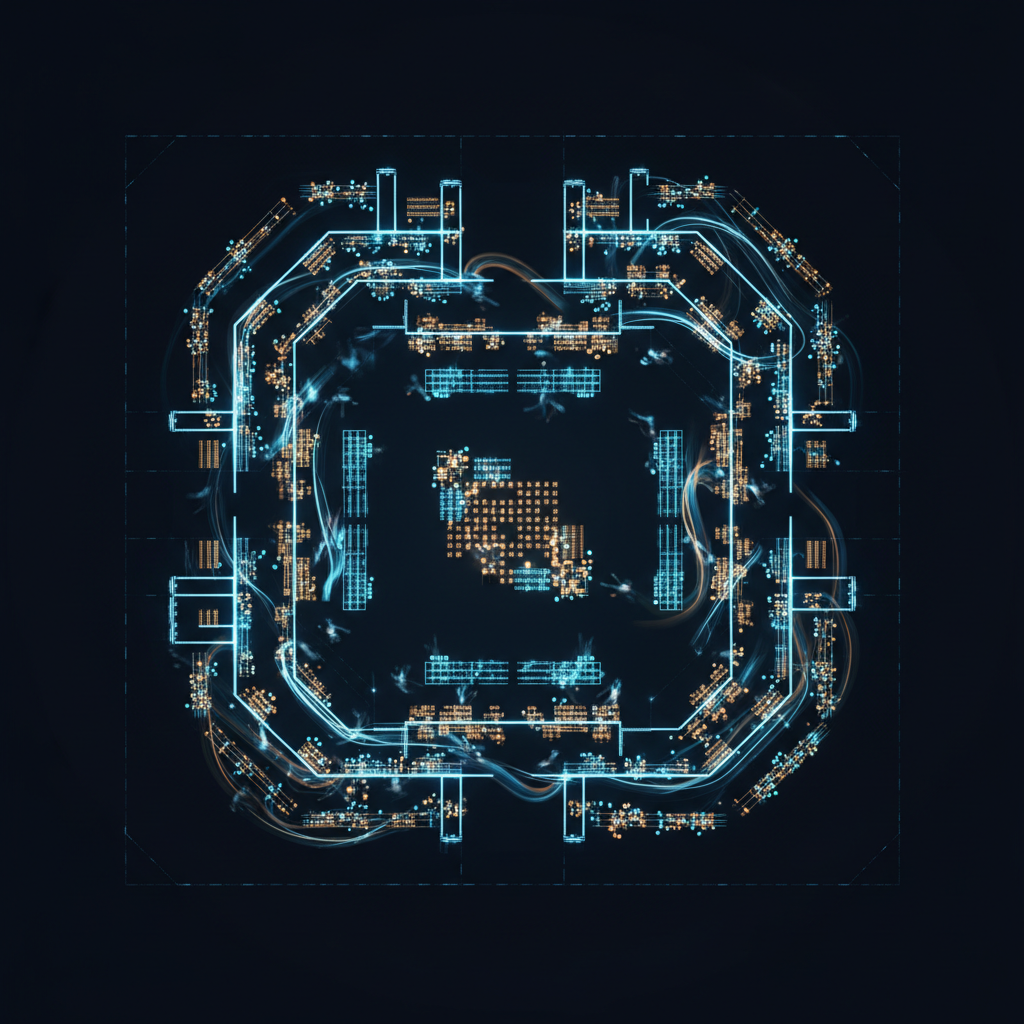 Modern retail store aisle interpreted as a signal layer